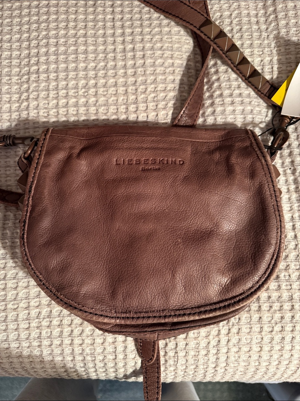Liebeskind Taupe Brown Leather Crossbody with Pyramid Studs. NWT. - Picture 2 of 8